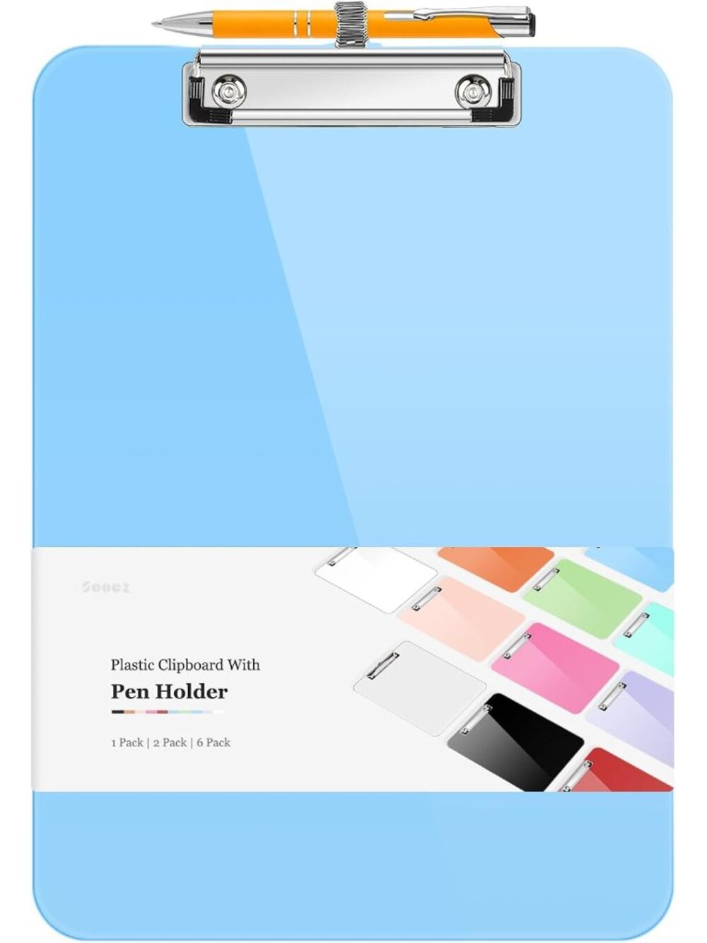 Plastic Clipboard with Pen Holder, [10% Thicker] Clip Boards 8.5x11”